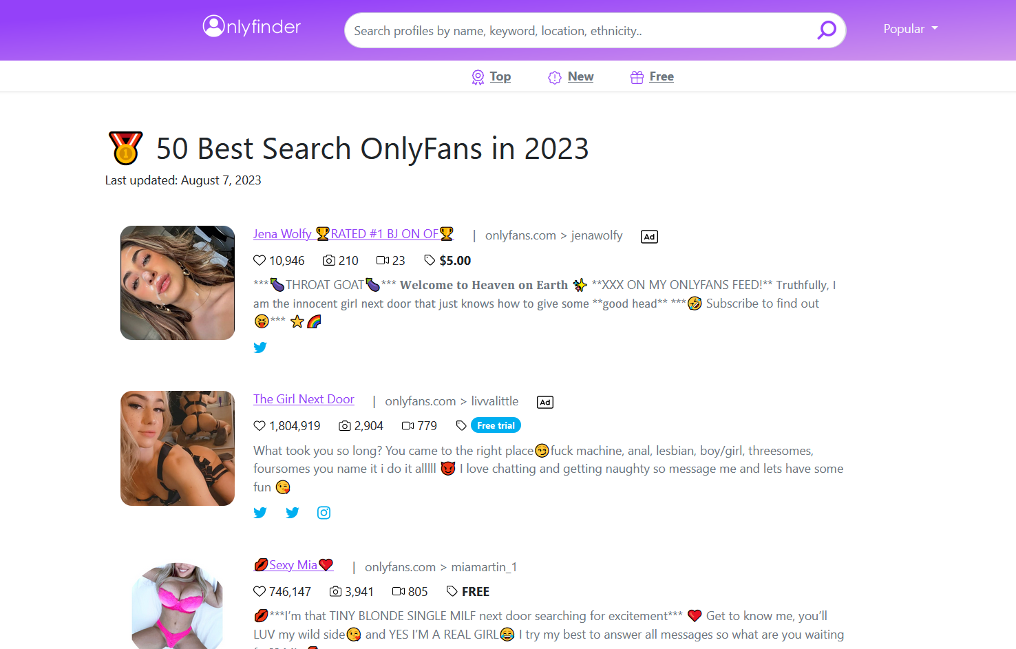 Onlyfinder Top Onlyfans Discovery Search Site New Update 2023